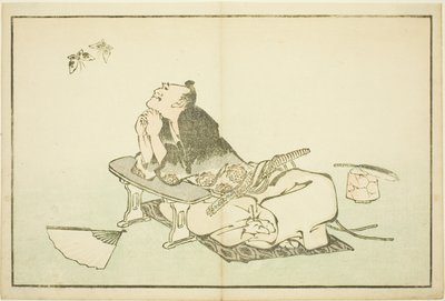 Egy filozófus, aki pillangópárt néz, Hokusai valósághű festményeinek képeskönyvéből (Hokusai shashin gafu) alkotó: Katsushika Hokusai
