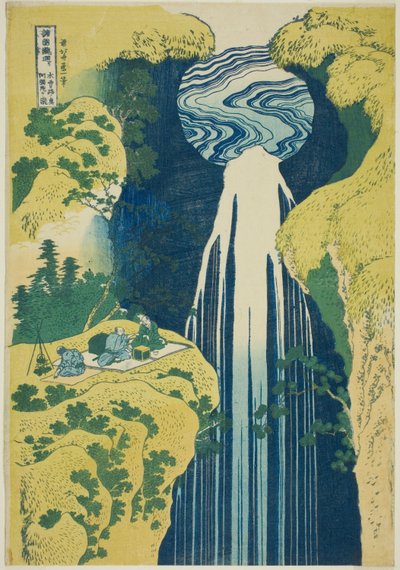 Amida-vízesés a Kisokaido távolabbi részén (Kisoji no oku Amidagataki), a „Túra a vízesések között különböző tartományokban (Shokoku taki meguri)” sorozatból alkotó: Katsushika Hokusai