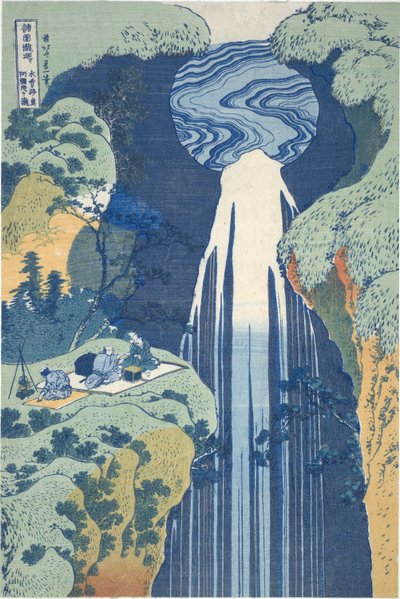 Amida vízesés a távolban a Kiso úton, a Tour of Waterfalls in Various Provinces sorozatból alkotó: Katsushika Hokusai