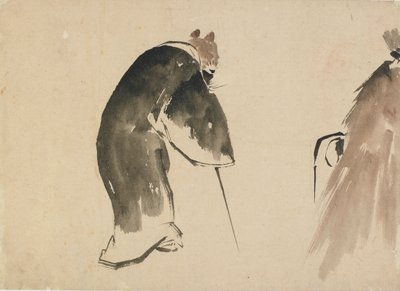 Egy fekete köntösbe öltözött öreg egér, 18. század vége-19. század eleje. alkotó: Katsushika Hokusai