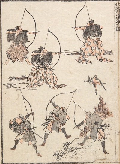 Íjászok alkotó: Katsushika Hokusai