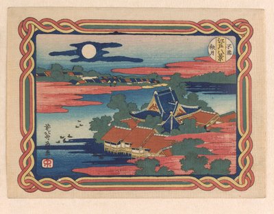 Őszi hold Shinobazunál, 1833 körül (fatömbnyomat) alkotó: Katsushika Hokusai