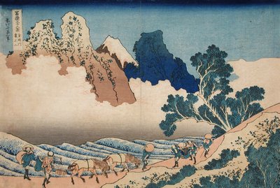 A Fuji-hegy hátsó kilátása a Minobu-folyóról alkotó: Katsushika Hokusai