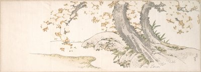 Virágzó cseresznyefák egy patak partján alkotó: Katsushika Hokusai