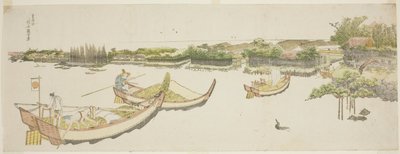 Rizsszállító hajók a Sumida folyón alkotó: Katsushika Hokusai