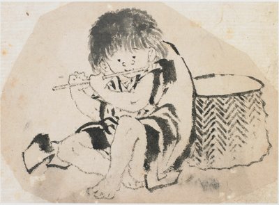 Furulyázó fiú, Edo korszak, kb. 1840. alkotó: Katsushika Hokusai