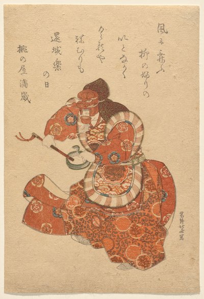 Bugaku-táncos Genjōraku-szerepben alkotó: Katsushika Hokusai