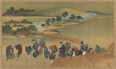 Cseresznyevirág-nézés, 18. század vége-19. század eleje. alkotó: Katsushika Hokusai