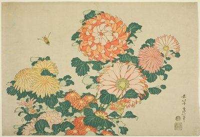 Krizantém és méhecske, a Nagy virágok című sorozatból alkotó: Katsushika Hokusai