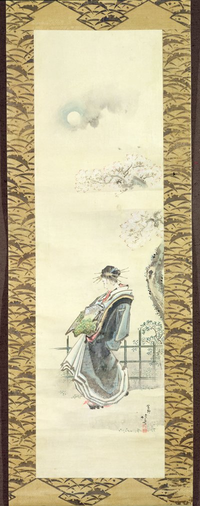 Udvariasan sétálni (toll és tinta mosással papíron) alkotó: Katsushika Hokusai