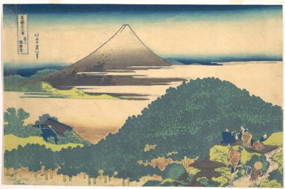 Aoyama-i párnás fenyő (Aoyama enza no matsu), a „A Fuji-hegy harminchat látképe” (Fugaku sanjūrokkei) című sorozatból alkotó: Katsushika Hokusai