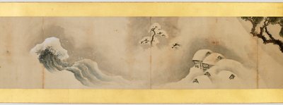 Részlet a kézi tekercsről különféle képekkel, Edo-korszak, 1839-es tinta és színes papíron alkotó: Katsushika Hokusai