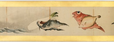 Részlet a kézitekercsből különféle képekkel, Edo-korszak, 1839, tinta és szín, papír alkotó: Katsushika Hokusai