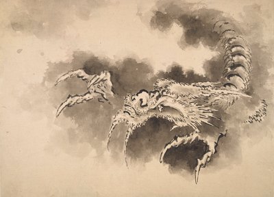 Felhőkből előbukkanó sárkány, Edo-korszak, 19. század. alkotó: Katsushika Hokusai