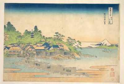 Enoshima a Sagami tartományban (Sōshū Enoshima), a „A Fuji-hegy harminchat látképe” (Fugaku sanjūrokkei) című sorozatból alkotó: Katsushika Hokusai
