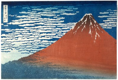 „Szélcsendes, tiszta idő” című alkotás a „A Fuji-hegy harminchat látképe” című sorozatból alkotó: Katsushika Hokusai
