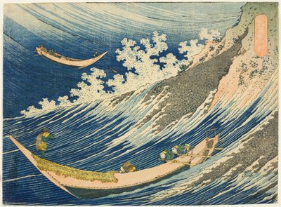 Horgászcsónakok a Shimosa-i Choshiban (Soshu Choshi) az „Ezer kép az óceánról (Chie no umi)” sorozatból alkotó: Katsushika Hokusai