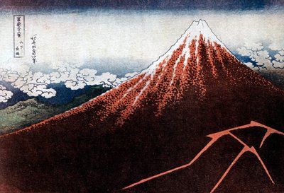 Fuji a villám felett, c1823. alkotó: Katsushika Hokusai