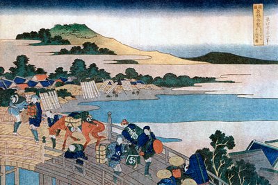 Fukui B Ri dge, P Rovinse of Echizen, 1785-1894. alkotó: Katsushika Hokusai