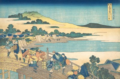 Fukui híd Echizen tartományban Echizen Fukui no hashi, a Remarkable ... sorozatból, kb. 1830. alkotó: Katsushika Hokusai