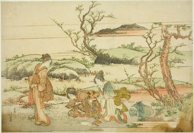 Tavaszi zöldek gyűjtése a "Fuji in Spring (Haru no Fuji)" albumról alkotó: Katsushika Hokusai