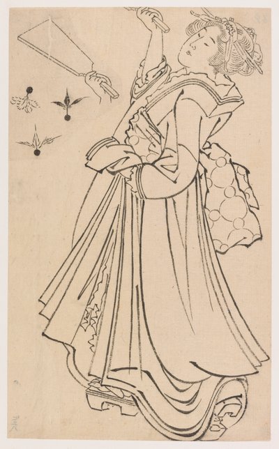 Lány, aki harcossal és tollaslabdával játszik, 18. század vége – 19. század eleje. alkotó: Katsushika Hokusai