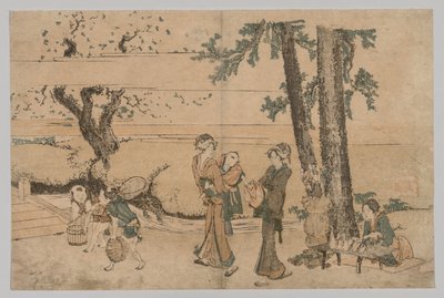 Alakcsoport egy patak közelében alkotó: Katsushika Hokusai