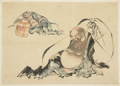 Toitai és Asahina Saburo fekvő (2) Vázlat) alkotó: Katsushika Hokusai