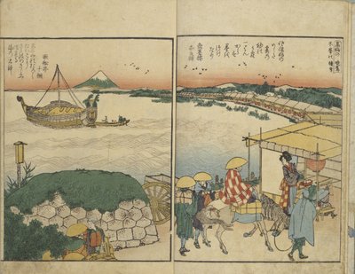 A Sumida-folyó mindkét partjáról készült kilátásokat bemutató illusztrált könyv alkotó: Katsushika Hokusai
