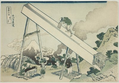 A Totomi-hegységben (Totomi sanchu), a "Harminchat kilátás a Fudzsi-hegyre (Fugaku sanjurokkei)" sorozatból alkotó: Katsushika Hokusai