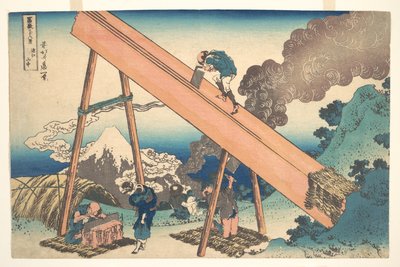A Tōtomi tartomány hegyei között (Tōtomi sanchū), a „A Fuji-hegy harminchat látképe” (Fugaku sanjūrokkei) című sorozatból alkotó: Katsushika Hokusai