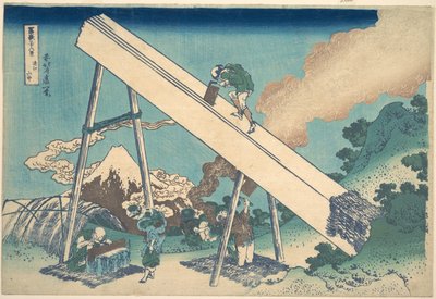 A Tōtomi tartomány hegyei között (Tōtomi sanchū), a „A Fuji-hegy harminchat látképe” (Fugaku sanjūrokkei) című sorozatból alkotó: Katsushika Hokusai