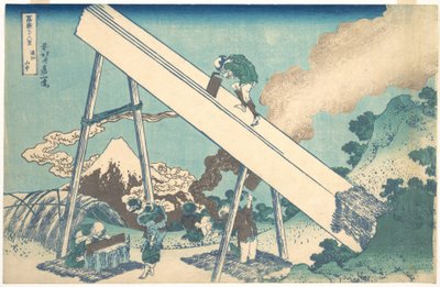 A Tōtomi tartomány hegyei között (Tōtomi sanchū), a „A Fuji-hegy harminchat látképe” (Fugaku sanjūrokkei) című sorozatból alkotó: Katsushika Hokusai