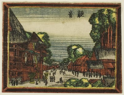 Kannon Temple (Kannon), a holland stílusú képek: Nyolc nézet Edoról (Oranda gakyo Edo hakkei) alkotó: Katsushika Hokusai