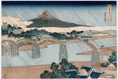 Kintai híd, Suo tartomány", a "Csodálatos kilátás a híres hidakra minden tartományban" sorozatból alkotó: Katsushika Hokusai