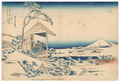 Koishikawa egy havas reggelen, a Harminchat kilátás a Fuji-hegyre című sorozatból alkotó: Katsushika Hokusai