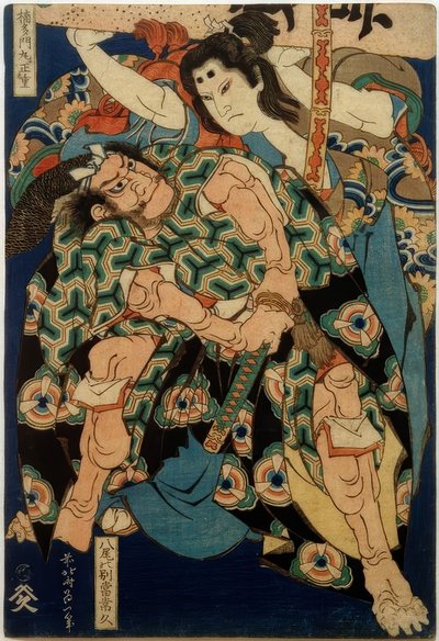 Kusunoki Tamonmaru Masashige és Yao no bettô Tsunehisa alkotó: Katsushika Hokusai