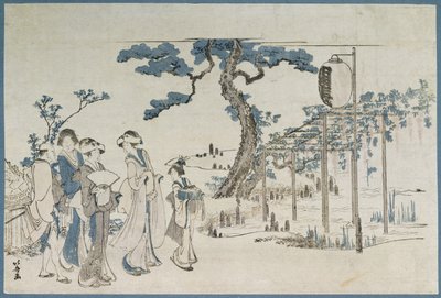 Hölgyek a Kameido-i Wisteria Gardensbe látogató (faminta) alkotó: Katsushika Hokusai
