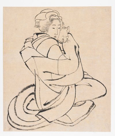 Lady Holding a Cat, Edo korszak, kb. 1810-es évek. alkotó: Katsushika Hokusai