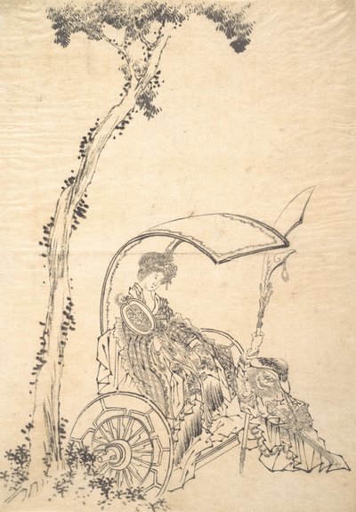 Hölgy egy szekérben. alkotó: Katsushika Hokusai