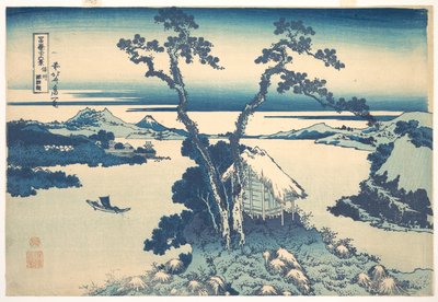 A Suwa-tó a Shinano tartományban (Shinshū Suwako), a „A Fuji-hegy harminchat látképe” (Fugaku sanjūrokkei) című sorozatból alkotó: Katsushika Hokusai