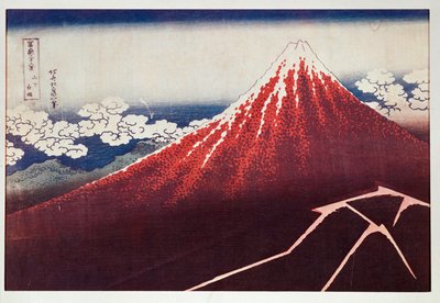Villámlás a Fujiyama hegyen ... (színes fametszet) alkotó: Katsushika Hokusai