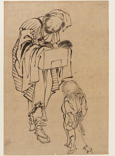 Férfi és fiú, Edo-korszak (tinta papíron) alkotó: Katsushika Hokusai