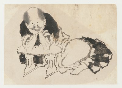Karfával ülő férfi, Edo-korszak, 19. század. alkotó: Katsushika Hokusai