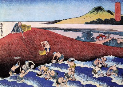 Ezer kilátás az óceánra, Japán: halászok a parton. (Nyomtatás alkotó: Katsushika Hokusai