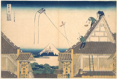A Mitsui-üzlet Edo Surugachō negyedében (Edo Surugachō Mitsui mise ryaku zu), a „A Fuji-hegy harminchat látképe” (Fugaku sanjūrokkei) című sorozatból alkotó: Katsushika Hokusai