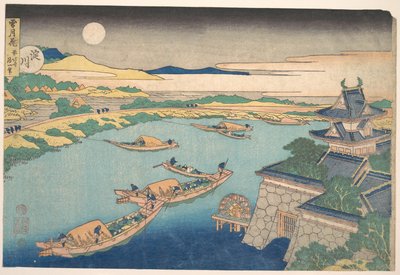 Holdfény a Yodo-folyón (Yodogawa), a „Hó, hold és virágok” (Setsugekka) című sorozatból alkotó: Katsushika Hokusai
