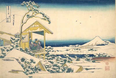 Szintén r emberek g a f kéz r te S w at Koishikawa tag Edo Koishikawa hó holnap, f m te s. .. .. , szúnyog. 1830-32. alkotó: Katsushika Hokusai