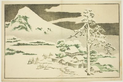Fuji hegy télen, Hokusai valósághű festményeinek képeskönyvéből (Hokusai shashin gafu) alkotó: Katsushika Hokusai