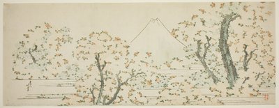 Fuji-hegy virágzó cseresznyefákkal alkotó: Katsushika Hokusai